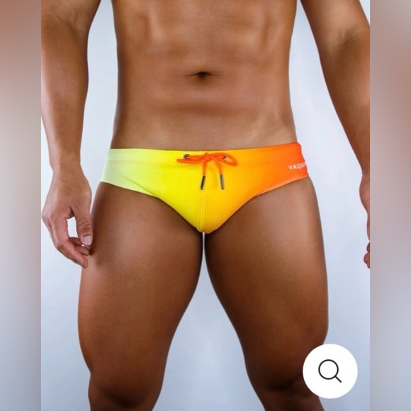 Vaquita “Calypso Ombré” Orange/Yellow Swim Brief Brand New NWT S/Small - Picture 10 of 12